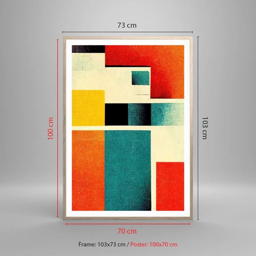 Poster in light oak frame - Geometric Abstract - Good Energy - 70x100 cm