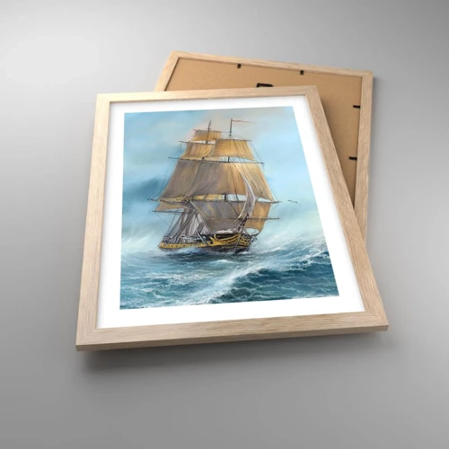 Poster in light oak frame - Gliding on the Waves - 30x40 cm