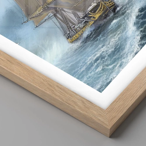 Poster in light oak frame - Gliding on the Waves - 30x40 cm