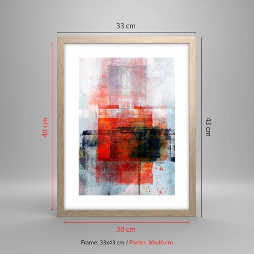 Poster in light oak frame - Glowing Composition - 30x40 cm