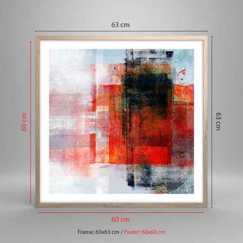 Poster in light oak frame - Glowing Composition - 60x60 cm