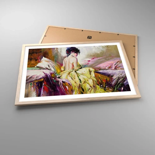 Poster in light oak frame - Graceful in Yellow - 70x50 cm