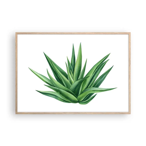 Poster in light oak frame - Green - Power - Life - 100x70 cm