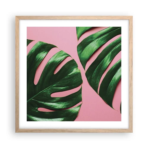 Poster in light oak frame - Green Rendezvous - 50x50 cm