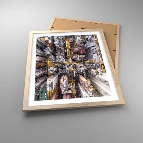 Poster in light oak frame - Greetings from Hong Kong - 40x50 cm
