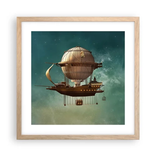 Poster in light oak frame - Greetings from Jules Verne - 40x40 cm