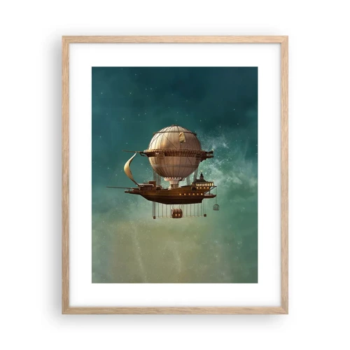 Poster in light oak frame - Greetings from Jules Verne - 40x50 cm