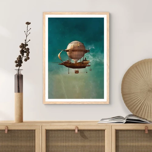 Poster in light oak frame - Greetings from Jules Verne - 40x50 cm