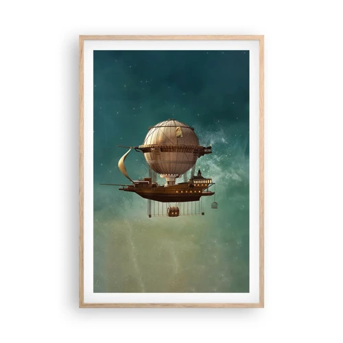 Poster in light oak frame - Greetings from Jules Verne - 61x91 cm