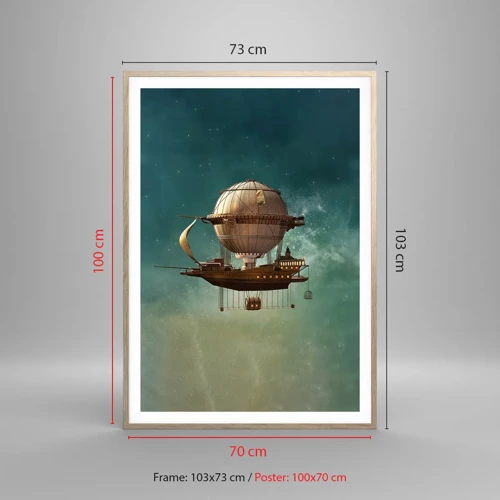 Poster in light oak frame - Greetings from Jules Verne - 70x100 cm