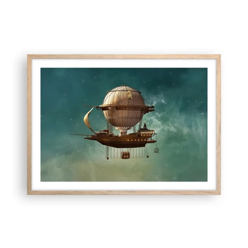 Poster in light oak frame - Greetings from Jules Verne - 70x50 cm