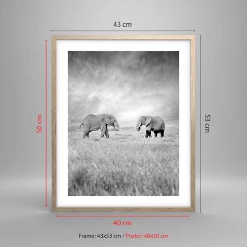 Poster in light oak frame - Grey Is Beautiful - 40x50 cm