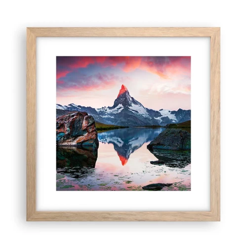 Poster in light oak frame - Heart of the Mountains Is Hot - 30x30 cm