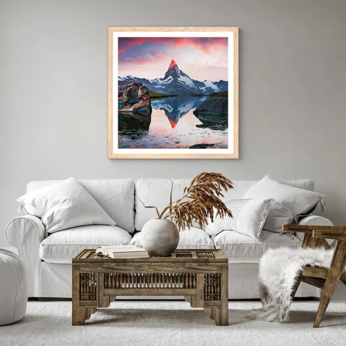 Poster in light oak frame - Heart of the Mountains Is Hot - 30x30 cm