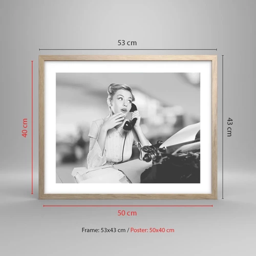 Poster in light oak frame - Hello, Here Come the 50-ies - 50x40 cm