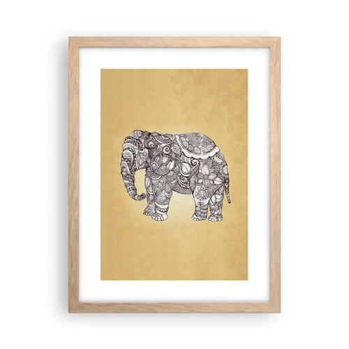 Poster in light oak frame - Hidden Elephant - 30x40 cm