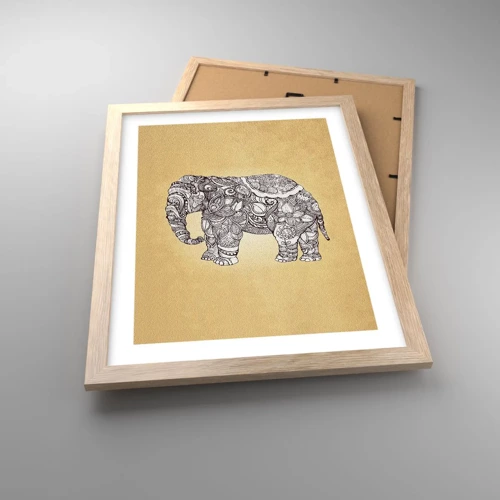 Poster in light oak frame - Hidden Elephant - 30x40 cm