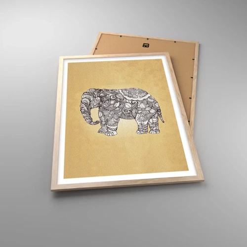 Poster in light oak frame - Hidden Elephant - 50x70 cm