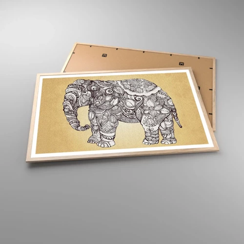 Poster in light oak frame - Hidden Elephant - 91x61 cm