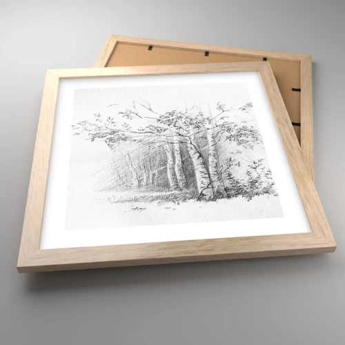 Poster in light oak frame - Holiday of Birch Forest - 30x30 cm