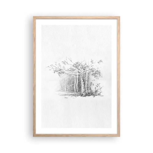 Poster in light oak frame - Holiday of Birch Forest - 50x70 cm
