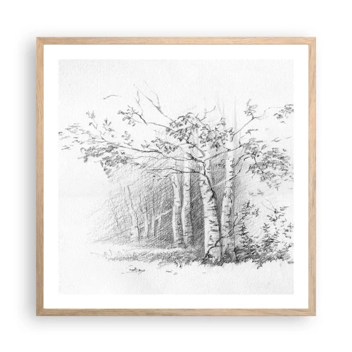 Poster in light oak frame - Holiday of Birch Forest - 60x60 cm
