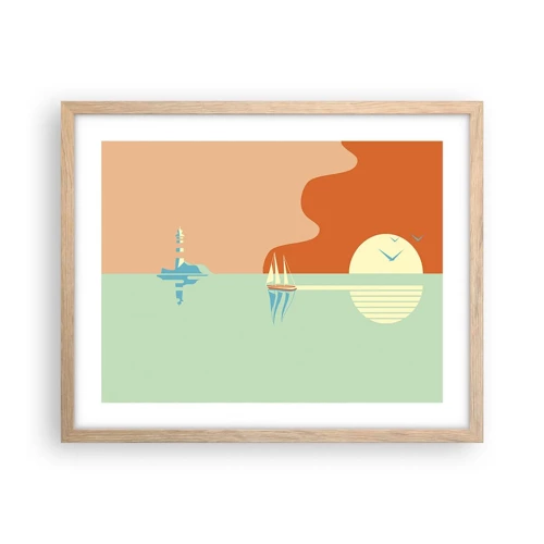 Poster in light oak frame - Ideal Sea Landscape - 50x40 cm