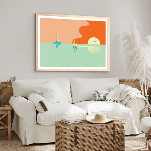 Poster in light oak frame - Ideal Sea Landscape - 50x40 cm