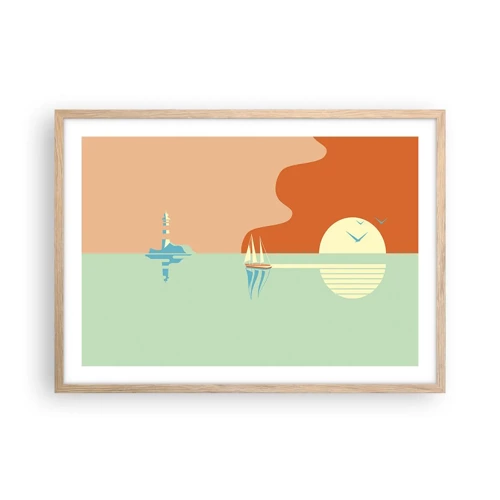 Poster in light oak frame - Ideal Sea Landscape - 70x50 cm