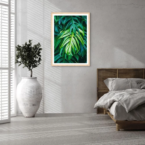 Poster in light oak frame - Immerse Yourself in Freshness - 70x100 cm