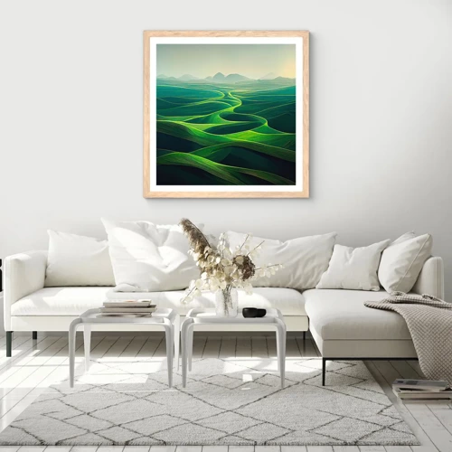 Poster in light oak frame - In Green Valleys - 30x30 cm