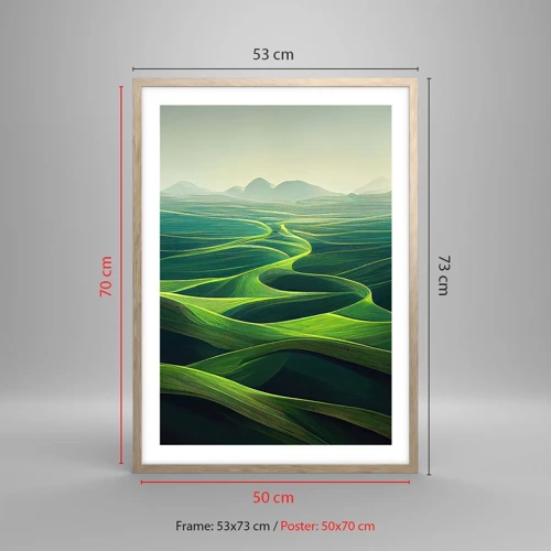 Poster in light oak frame - In Green Valleys - 50x70 cm