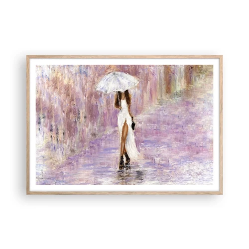 Poster in light oak frame - In Liliac Rain - 100x70 cm