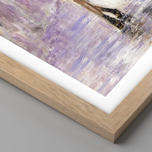 Poster in light oak frame - In Liliac Rain - 100x70 cm