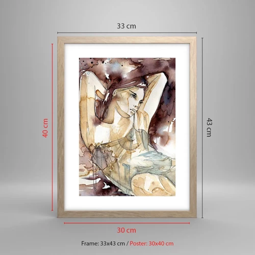 Poster in light oak frame - In Lilly's Mood - 30x40 cm