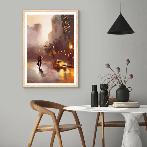Poster in light oak frame - In New York Lights - 30x40 cm