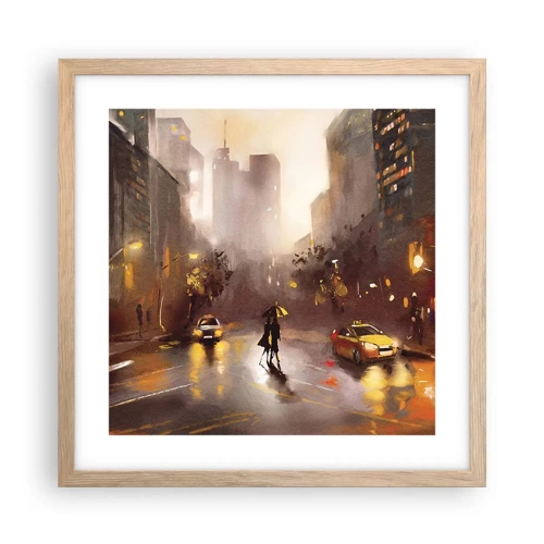 Poster in light oak frame - In New York Lights - 40x40 cm