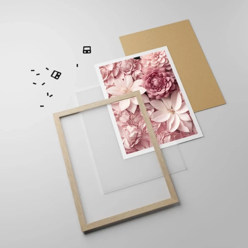 Poster in light oak frame - In Pink Petals - 70x100 cm