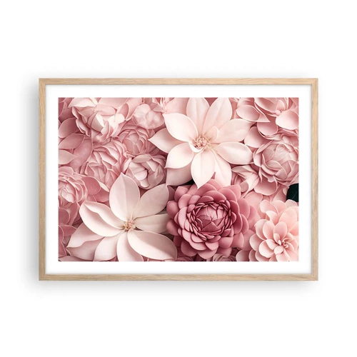 Poster in light oak frame - In Pink Petals - 70x50 cm