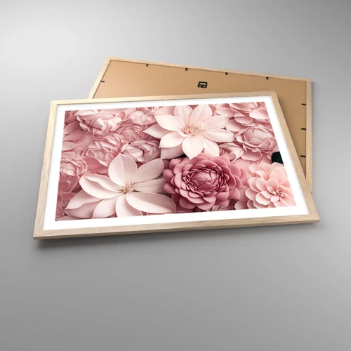 Poster in light oak frame - In Pink Petals - 70x50 cm