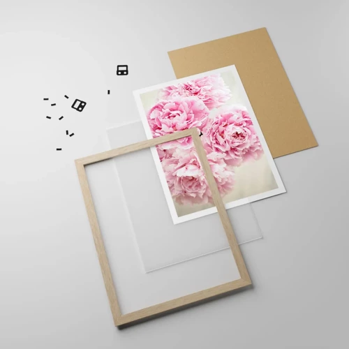 Poster in light oak frame - In Pink  Splendour - 40x50 cm