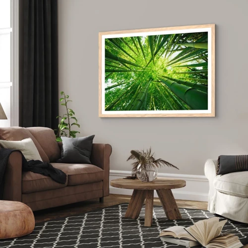 Poster in light oak frame - In a Bamboo Forest - 100x70 cm