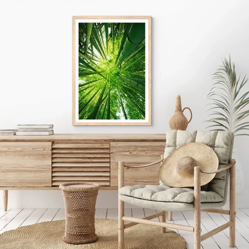 Poster in light oak frame - In a Bamboo Forest - 70x100 cm