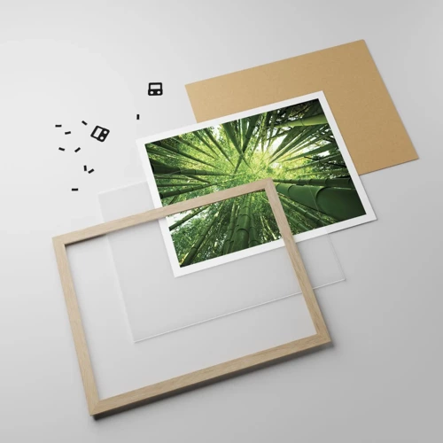 Poster in light oak frame - In a Bamboo Forest - 70x50 cm