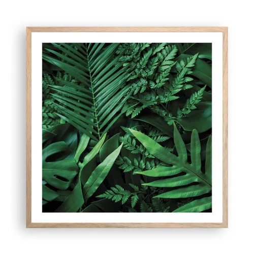 Poster in light oak frame - In a Green Hug - 60x60 cm