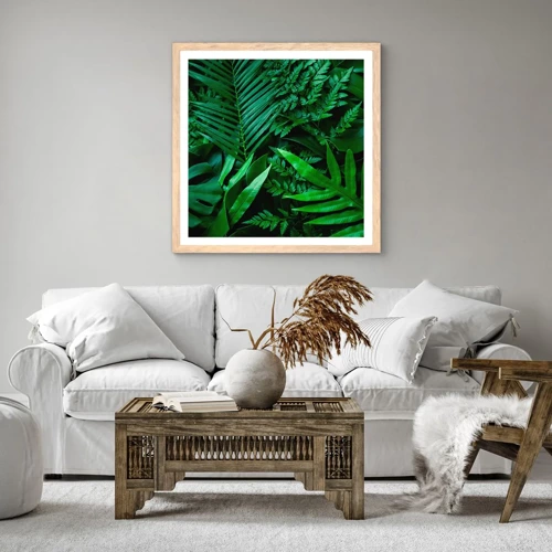 Poster in light oak frame - In a Green Hug - 60x60 cm