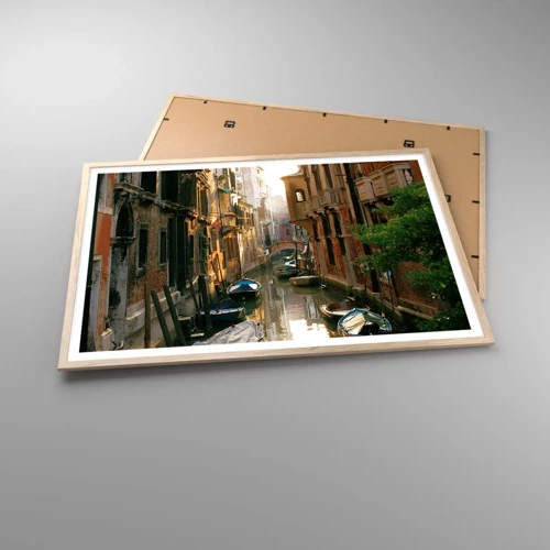 Poster in light oak frame - In a Venetian Alley - 100x70 cm