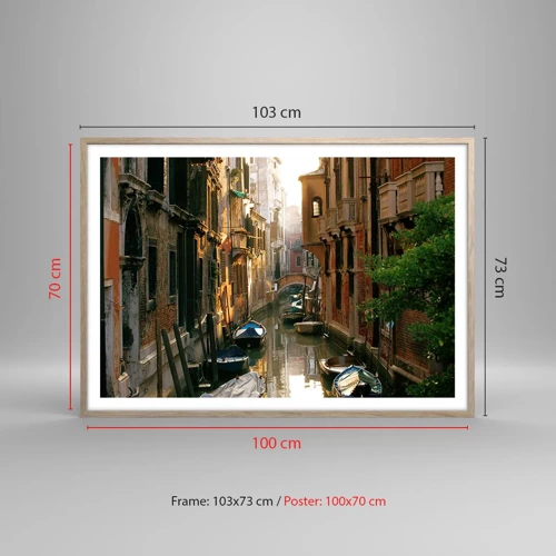 Poster in light oak frame - In a Venetian Alley - 100x70 cm