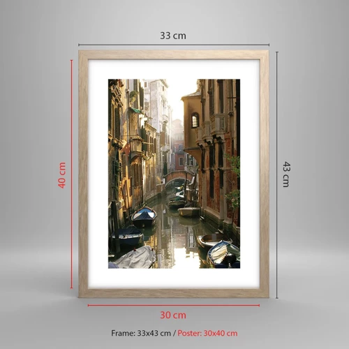 Poster in light oak frame - In a Venetian Alley - 30x40 cm