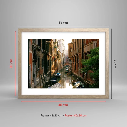 Poster in light oak frame - In a Venetian Alley - 40x30 cm